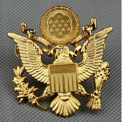 WWII US ARMY Officer cap gold eagle badge