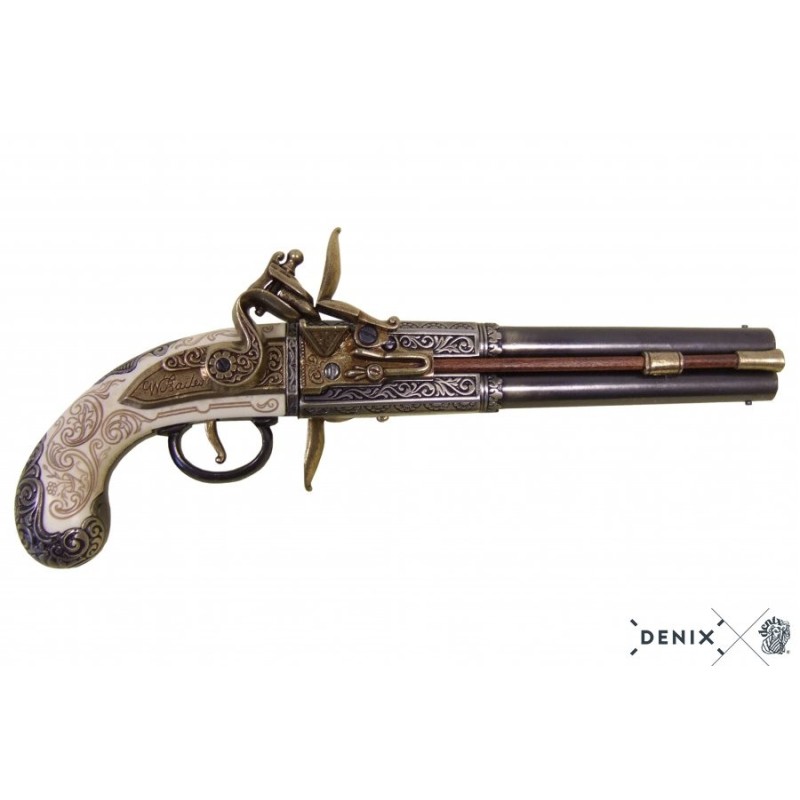 Pistolet à double canon, R.U. 1750 Pistolet à double canon, R.U. 1750