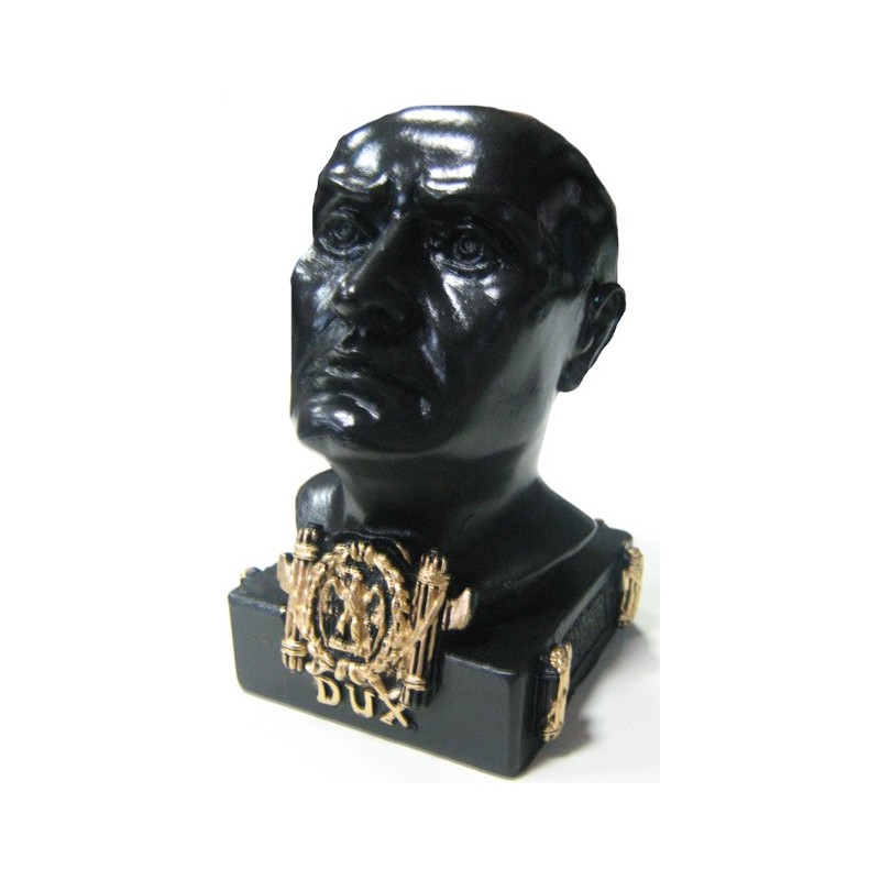Busto duce polvere di marmo colore nerooro. Fasci per tutta la base cm. 13. Busto duce polvere di marmo colore nerooro. Fasci per tutta la base cm. 13.