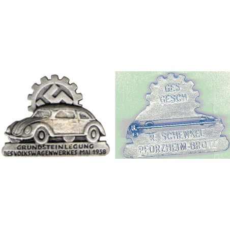 Distintivo commemorativo per la nascita della fabbrica Volkswagen nel 1938