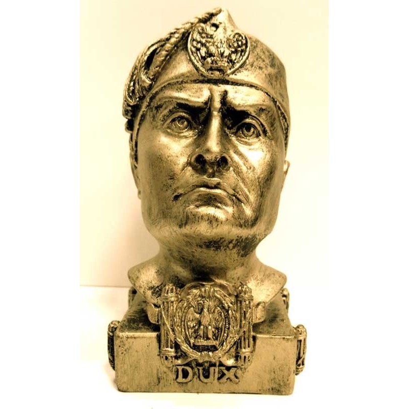Busto color oro con fez e base con fasci h12 cm