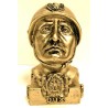 Busto color oro con elmetto e base con fasci h12