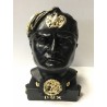 Busto fez nero in polvere di marmo nero con dettagli oro cm 12