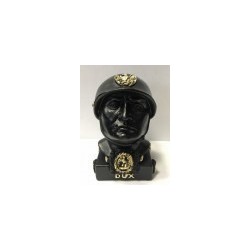 Busto elmo nero con dettagli oro in polvere di marmo cm 12