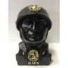 Busto elmo nero con dettagli oro in polvere di marmo cm 12