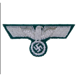 Officer Heer visor cap insignia. Metal thread embroidery.
