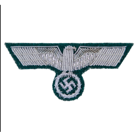 Officer Heer visor cap insignia. Metal thread embroidery.