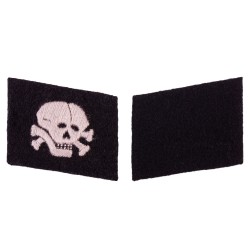 SS Totenkopf collar tabs  Oberschtze  WaffenSS collar tabs for Oberschtze from 3rd Armored Division Totenkopf.