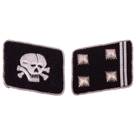 SS Totenkopf collar tabs  Obersturmbannfhrer  WaffenSS collar tabs for Obersturmbannfhrer from 3rd Armored Division Totenkopf.