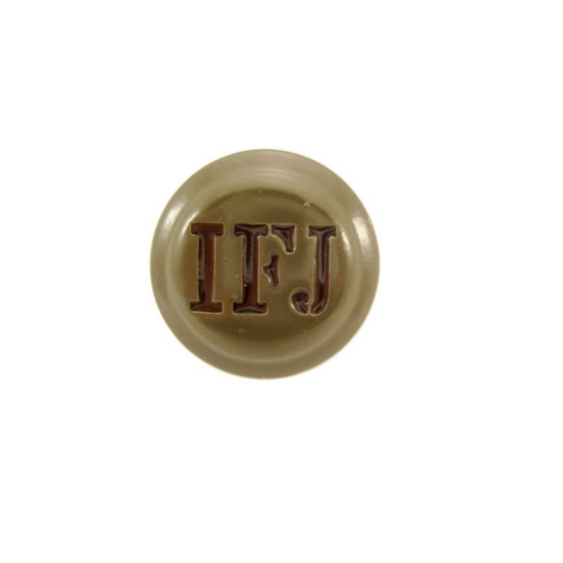 Green metal cockade with IFJ monogram. 31 mm Green metal cockade with IFJ monogram. 31 mm